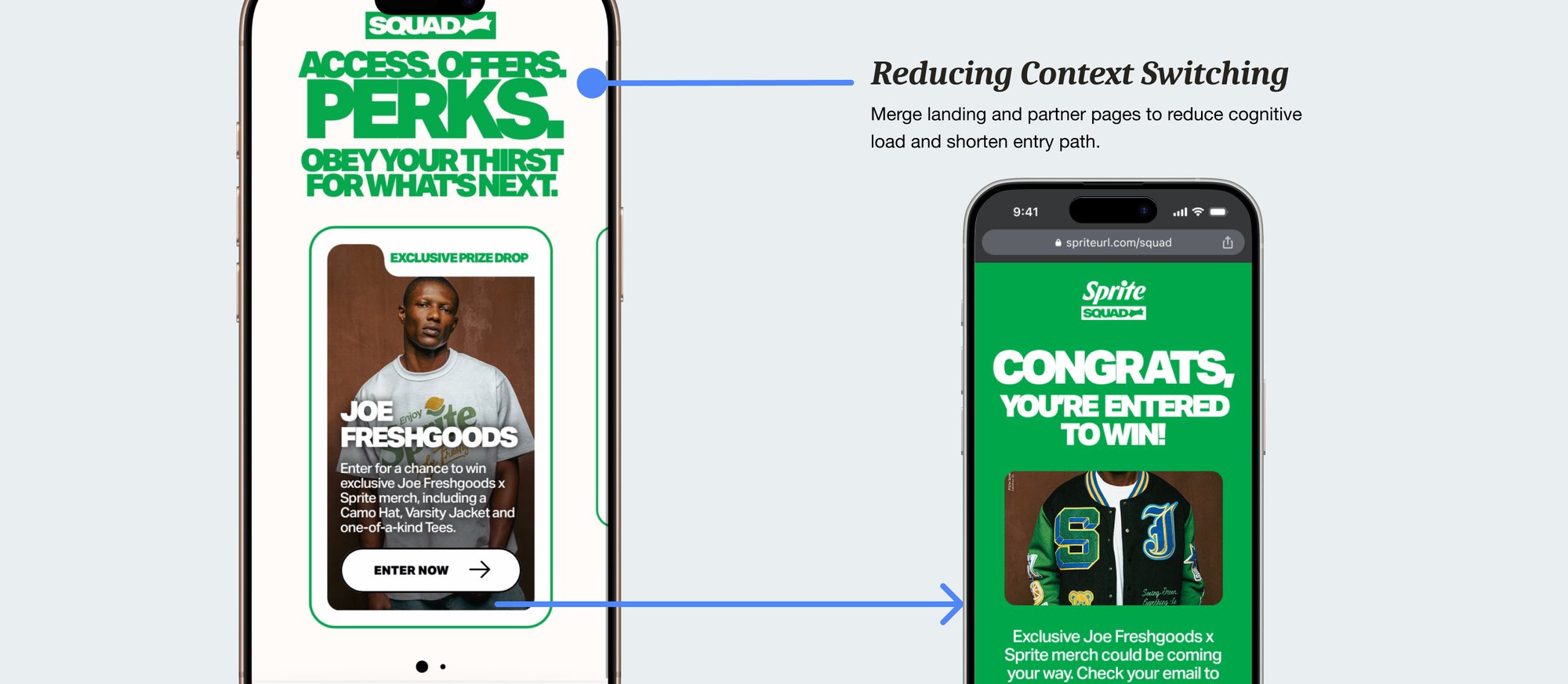 Sprite Squad landing page after the redesign, with the partner content merged in