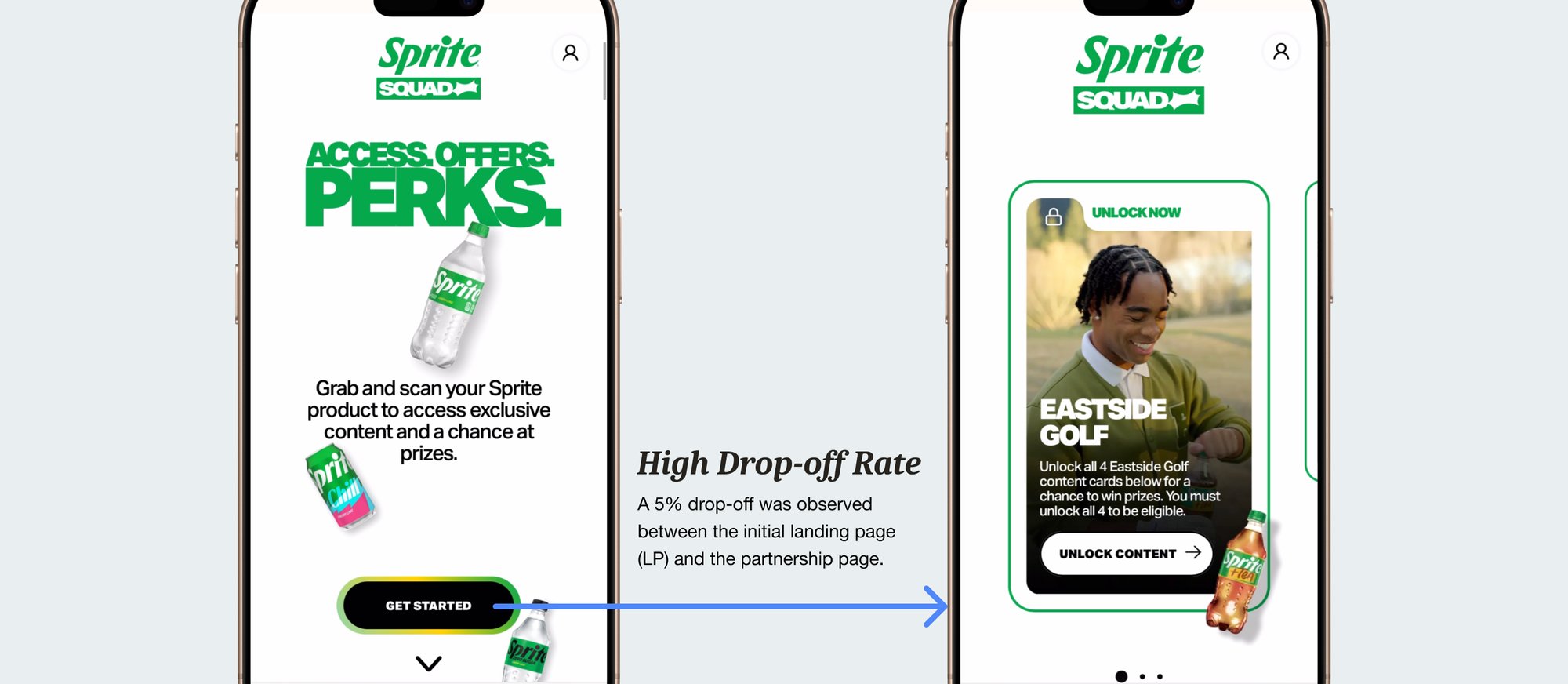 Sprite Squad landing page before the redesign, with a separate partner page