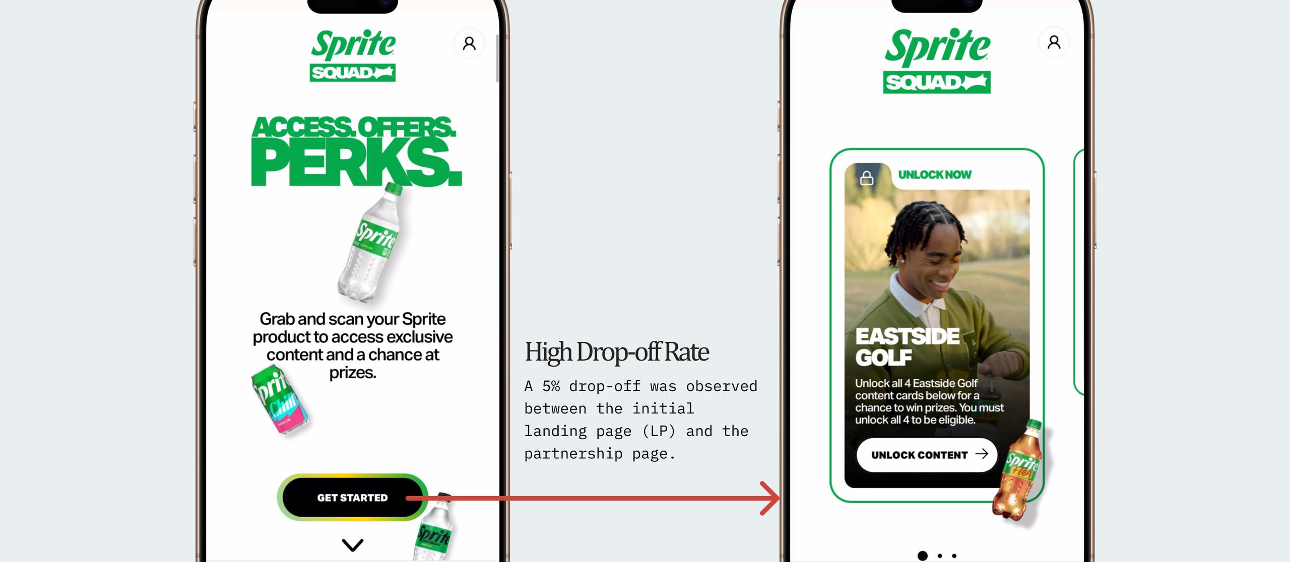 Sprite Squad landing page before the redesign, with a separate partner page